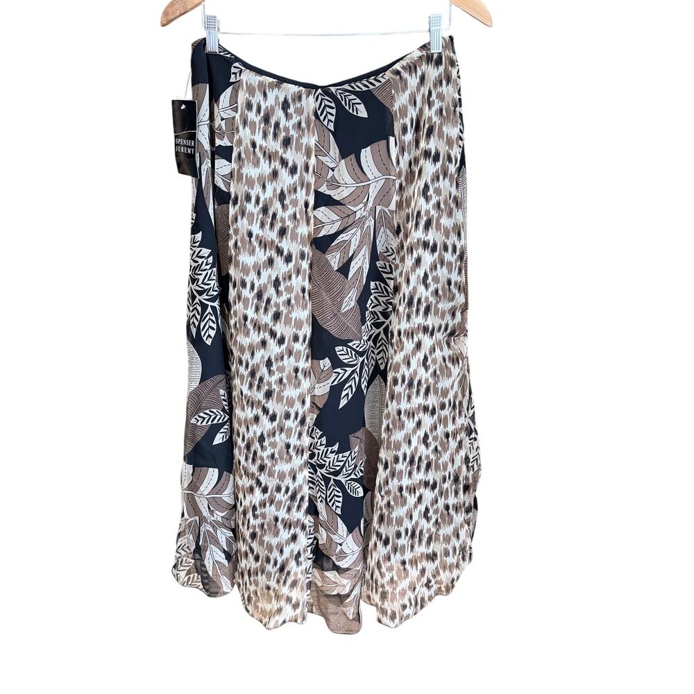 NWT vintage deadstock 100% silk long animal print skirt patchwork neutral 12
